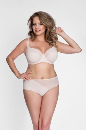 Бюстгальтер с мягкой чашкой plus size из микрофибры и двойной сетки